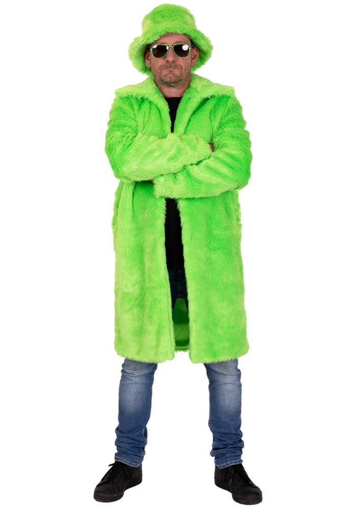 Bontjas Carnaval Heren Lang Neon Groen - Festivales