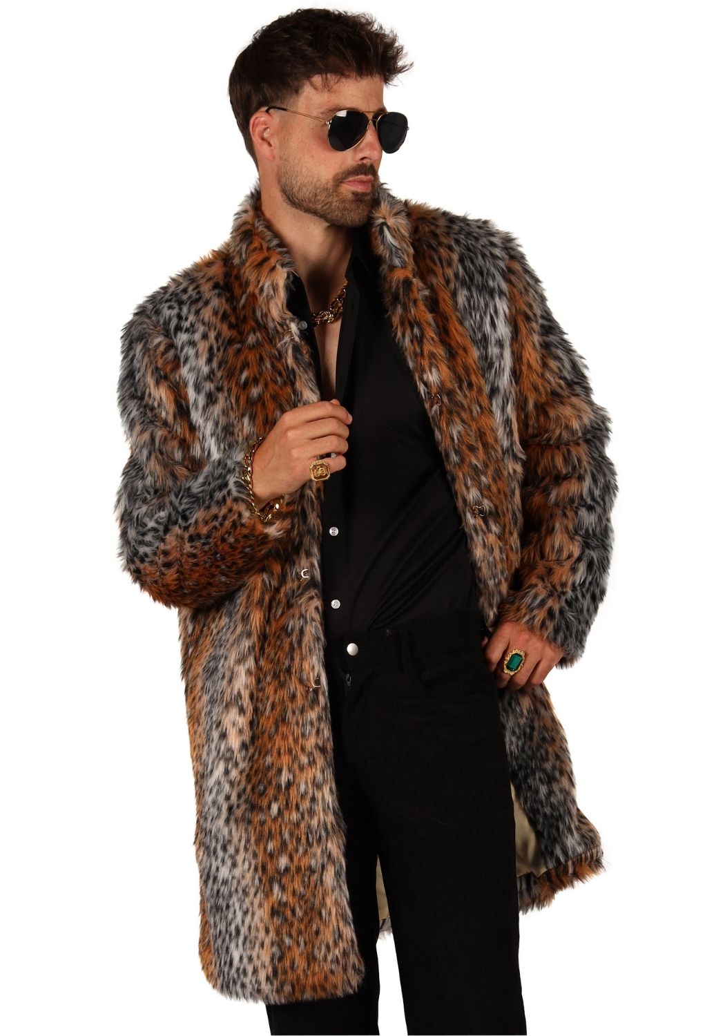 Bontjas Carnaval Heren Lang Panther Pimp - Festivales