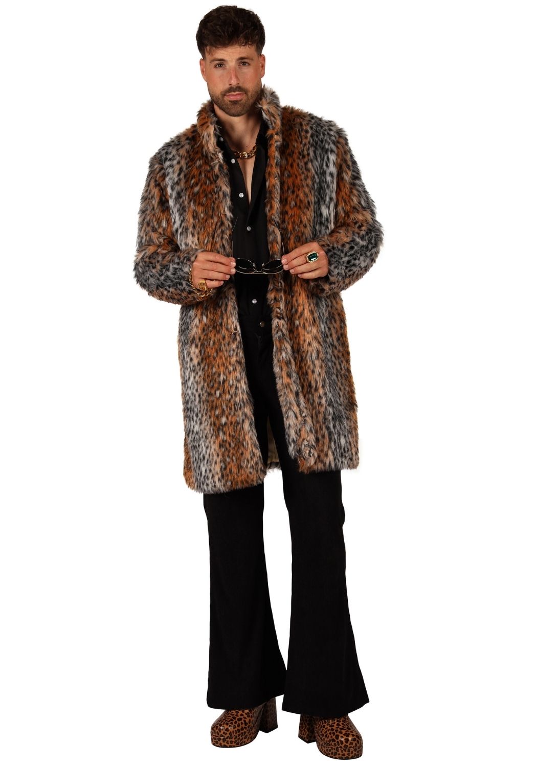 Bontjas Carnaval Heren Lang Panther Pimp - Festivales