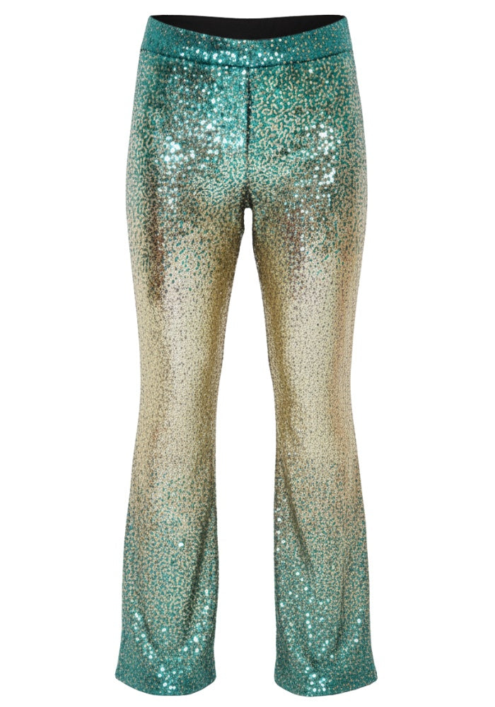 Flared Broek Pailletten Groen Goud - Festivales