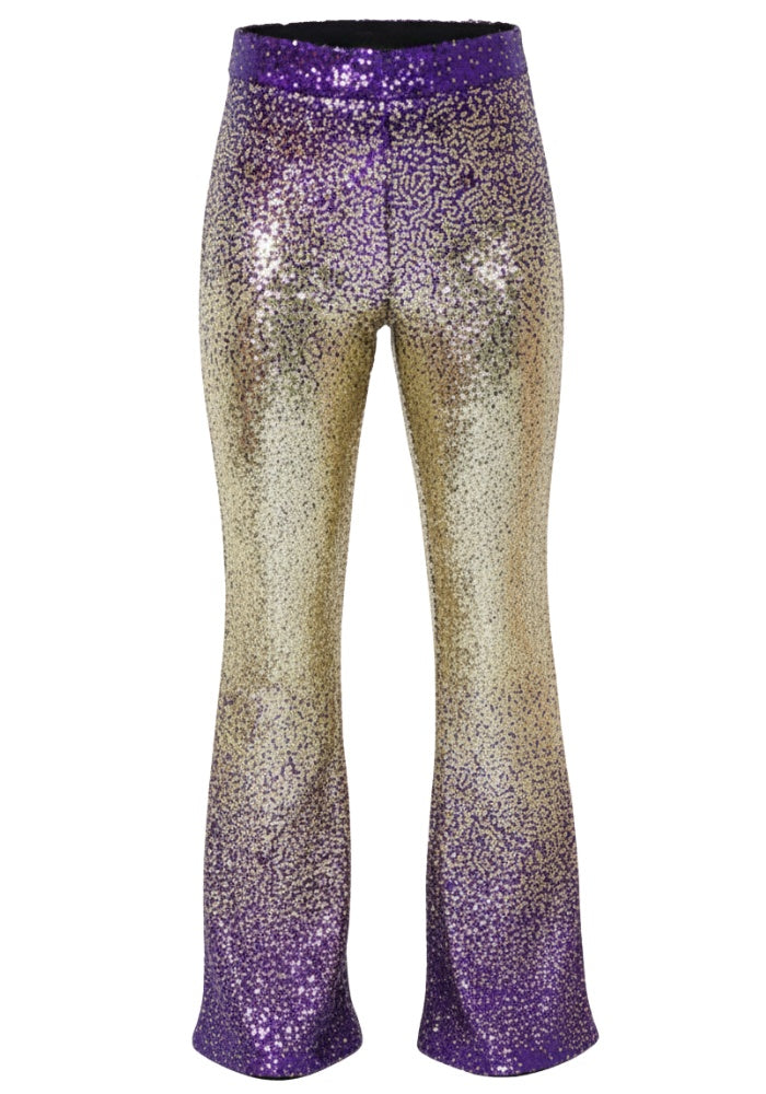 Flared Broek Pailletten Paars Goud - Festivales