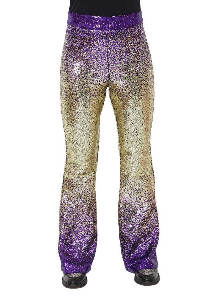 Flared Broek Pailletten Paars Goud - Festivales