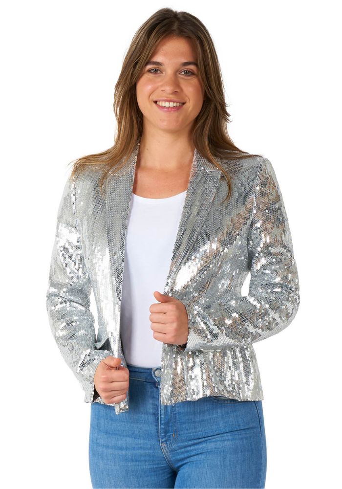 Carnavals Blazer Sequins Zilver Vrouwen - Festivales