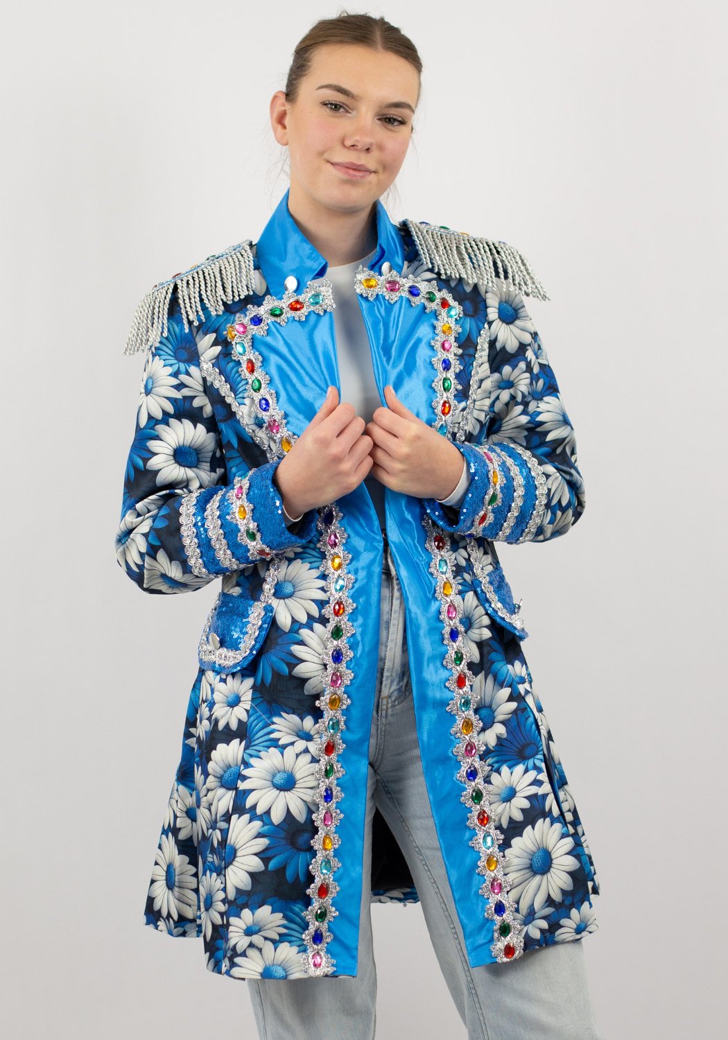 Carnavalsjas Dames Blue White Ladyflower - Festivales