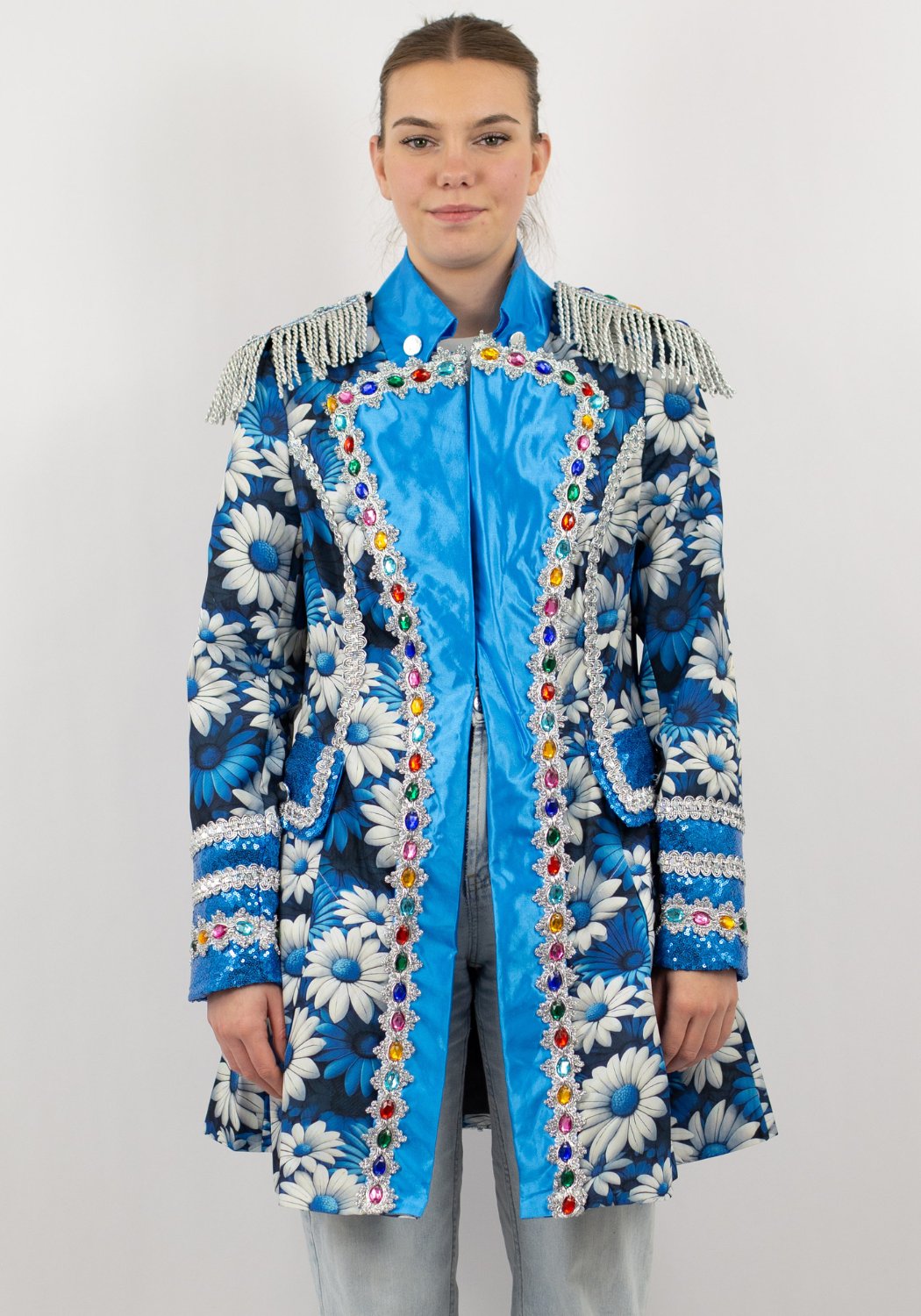 Carnavalsjas Dames Blue White Ladyflower - Festivales