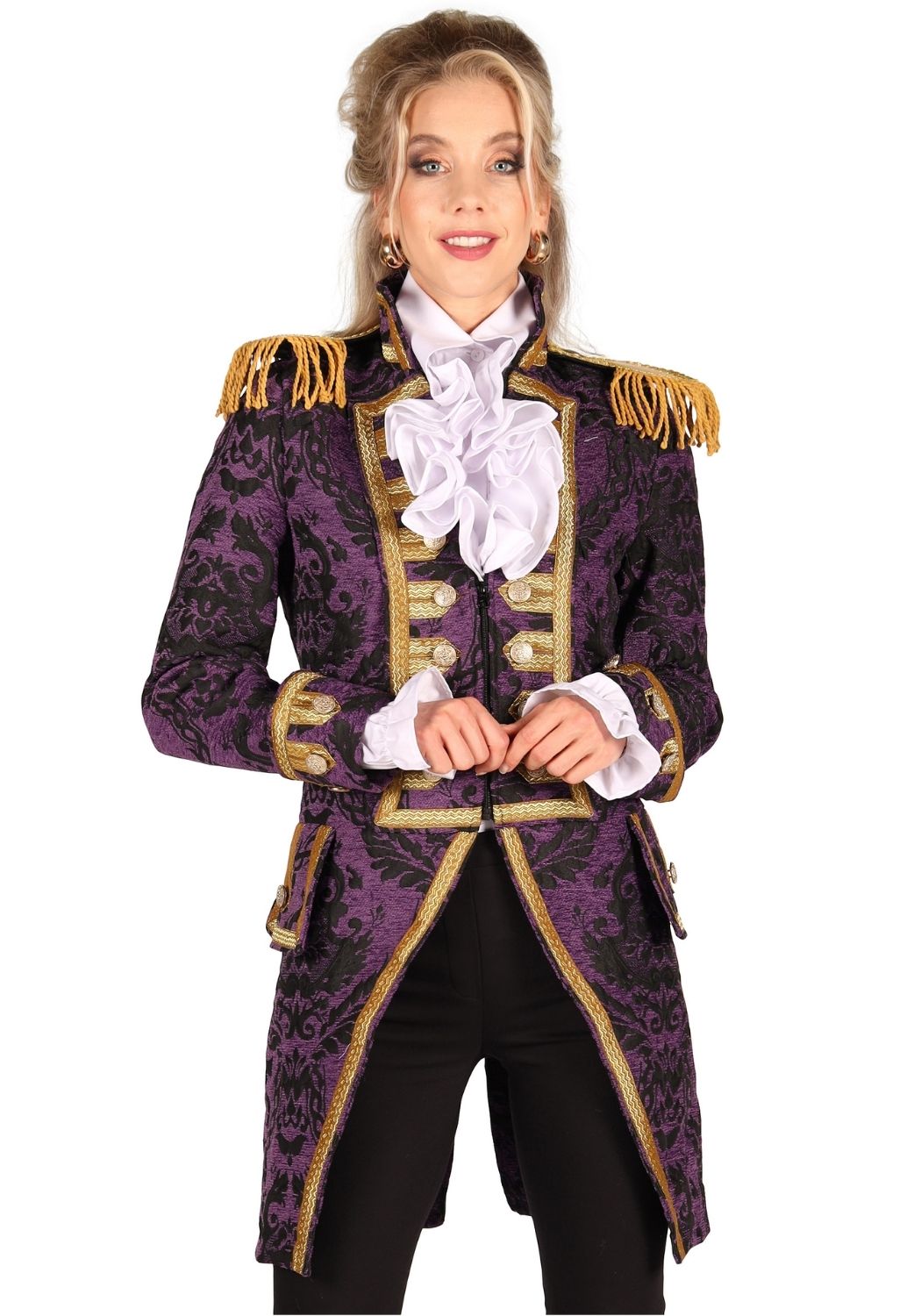 Carnavalsjas Dames Brocaat Nelson Paars/Goud - Festivales