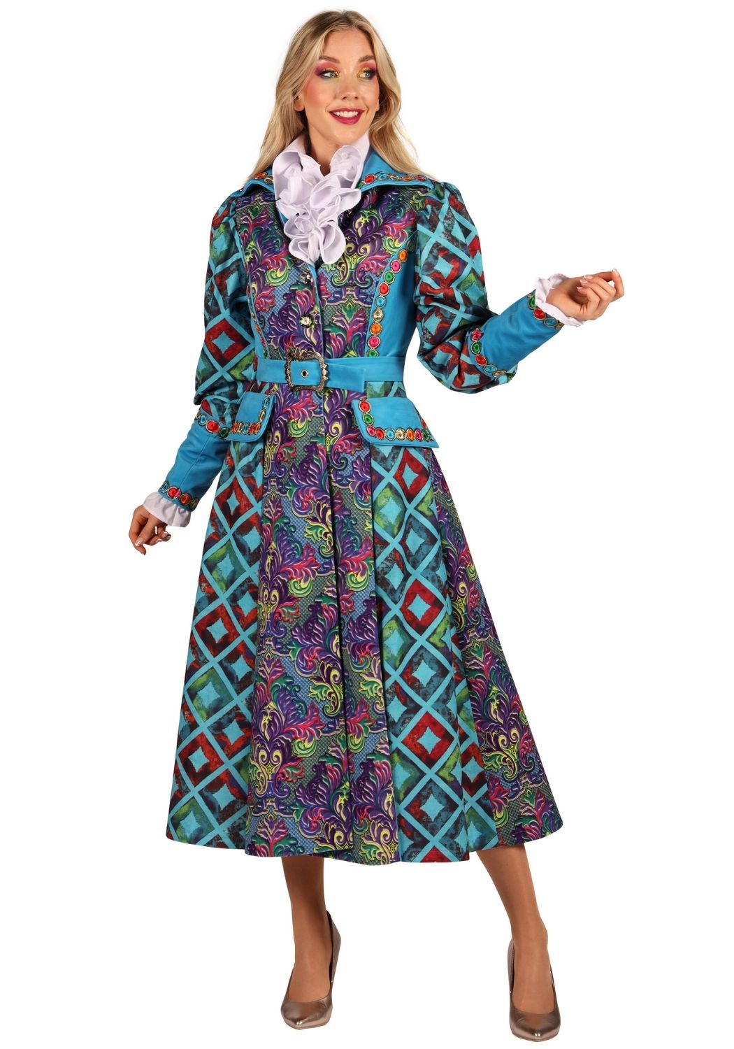 Carnavalsjas Dames Flower Square Turquoise - Festivales