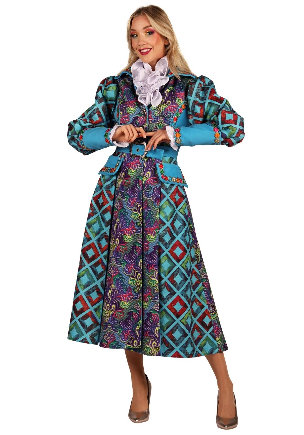 Carnavalsjas Dames Flower Square Turquoise - Festivales