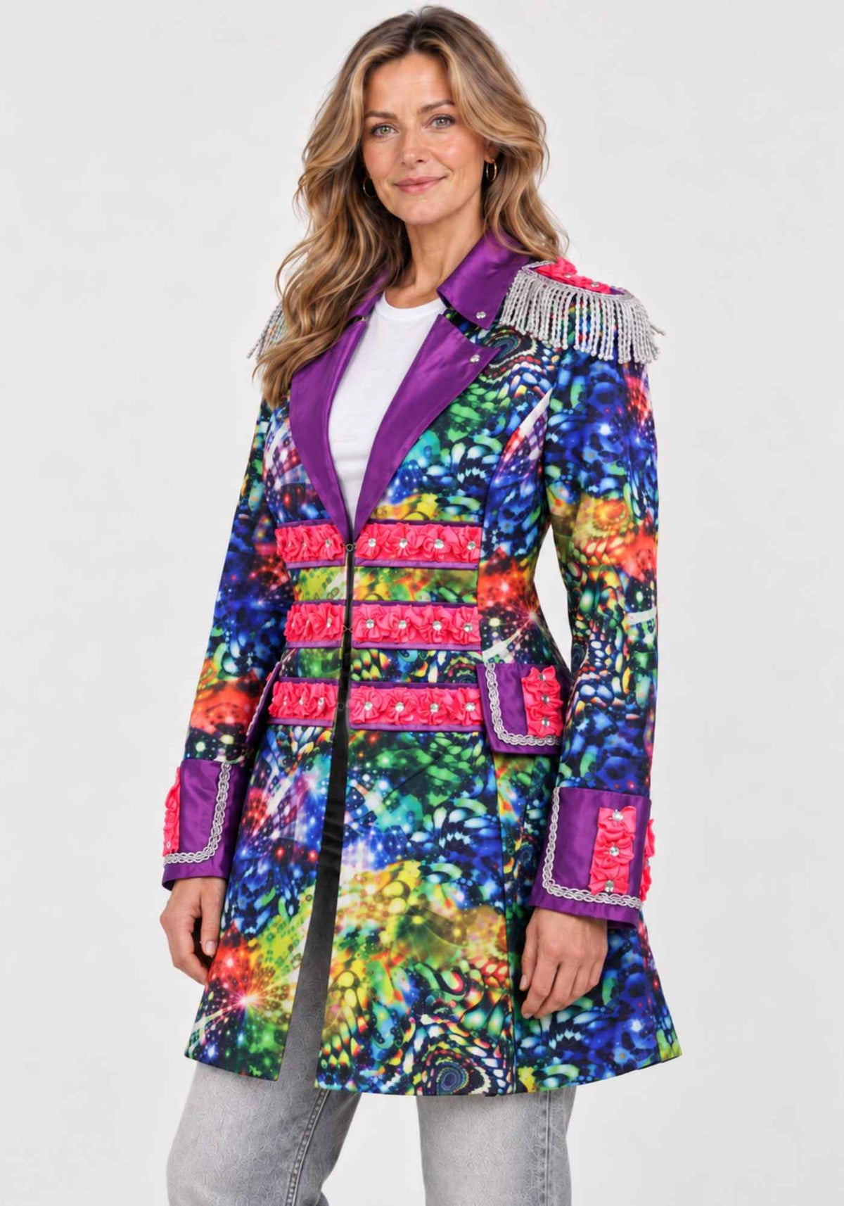 Dames Carnavalsjas Purple Holographic Diamonds - Festivales