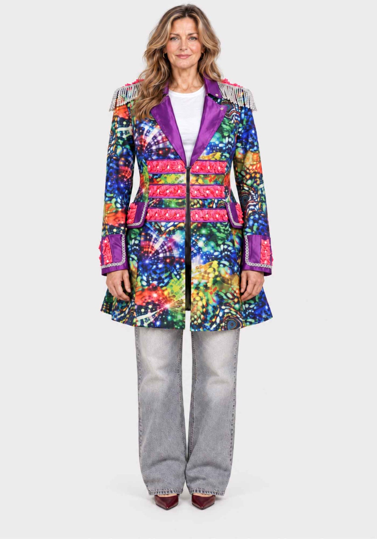 Dames Carnavalsjas Purple Holographic Diamonds - Festivales