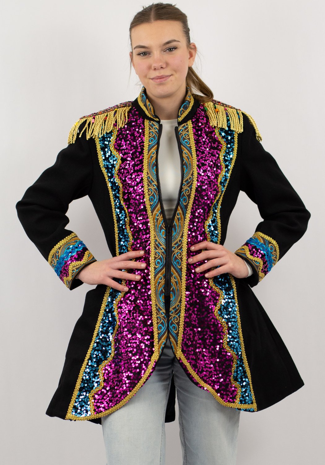 Carnavalsjas Dames Luxe Blue Flow - Festivales