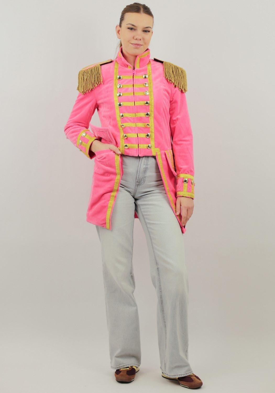 Carnavalsjas Dames Fantasy Roze Lang - Festivales