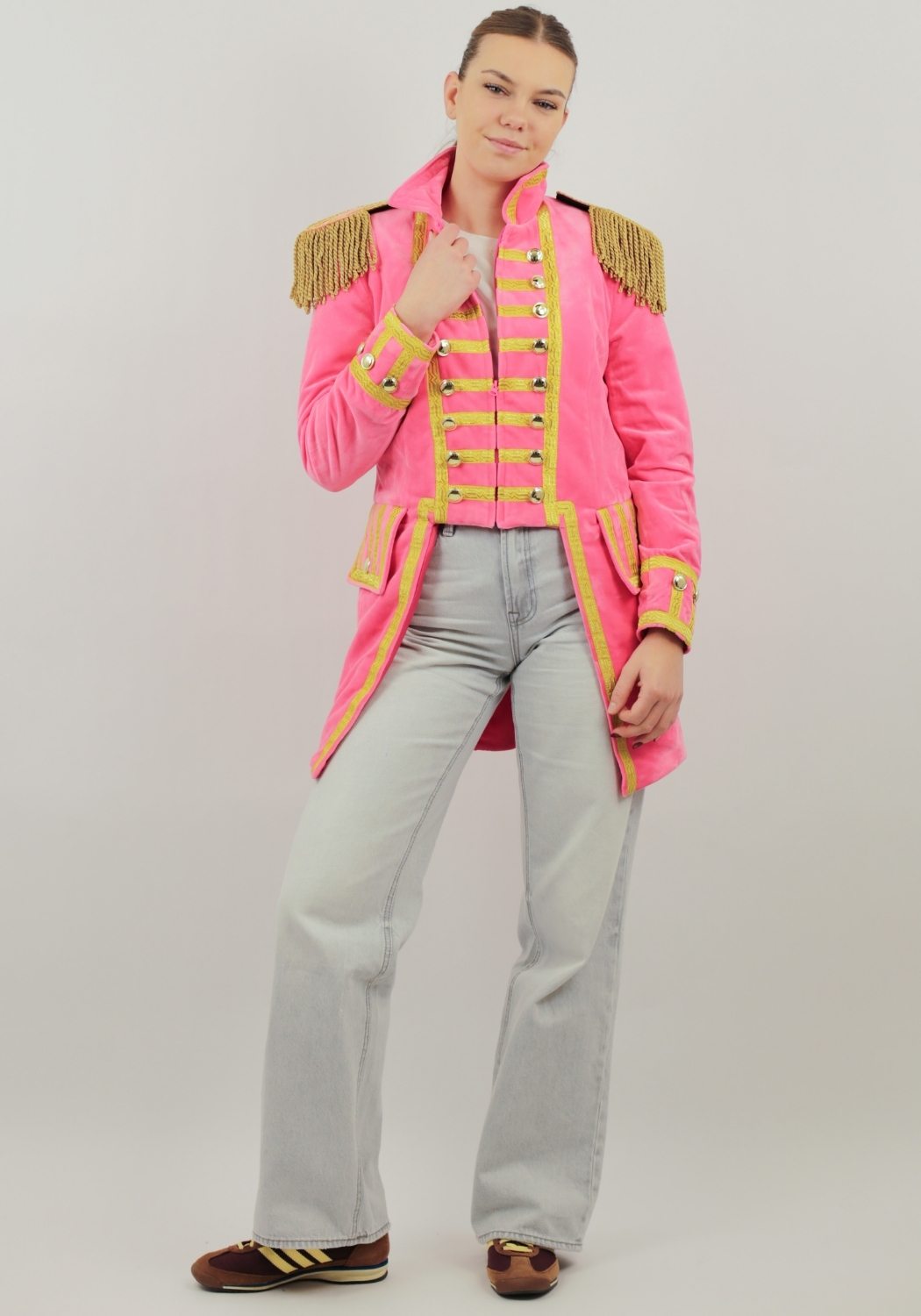 Carnavalsjas Dames Fantasy Roze Lang - Festivales