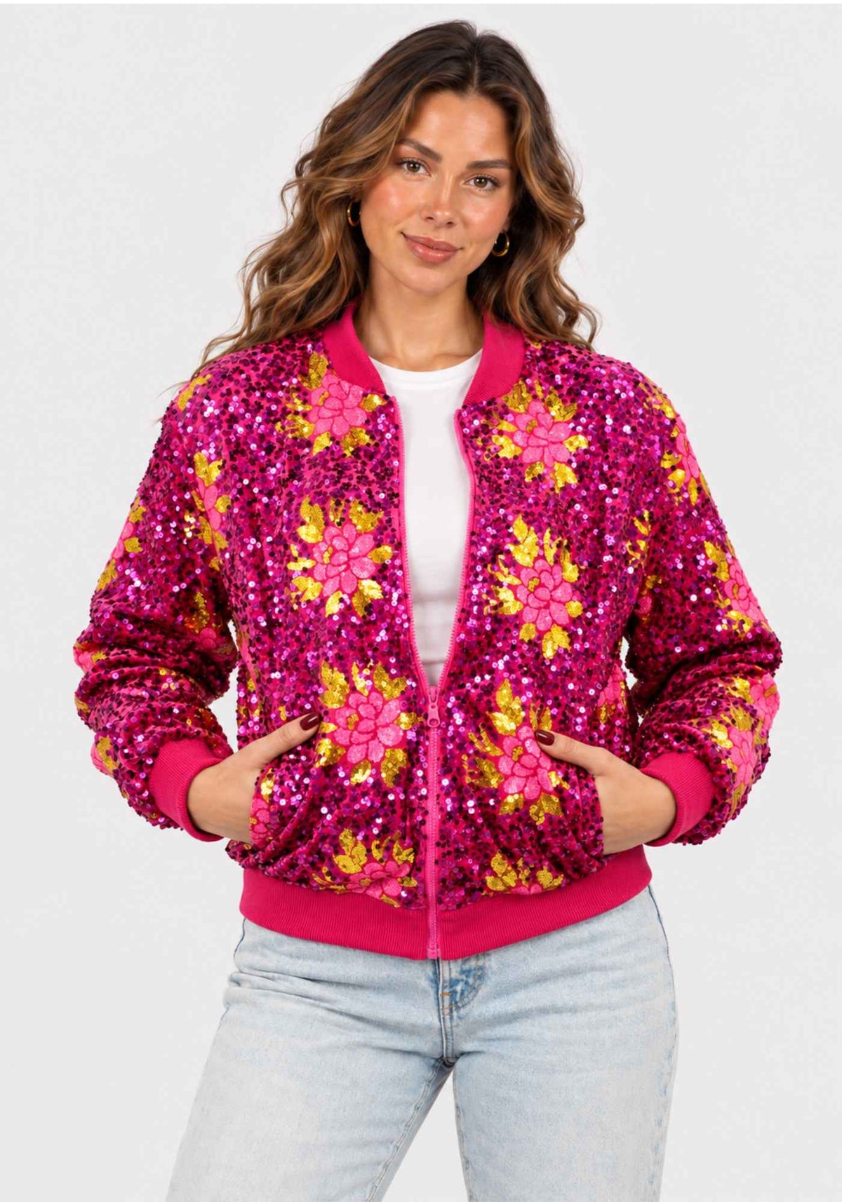 Carnavalsjas Dames Pailletten Flowers - Festivales
