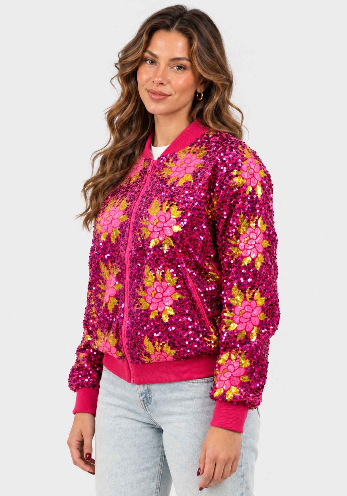 Carnavalsjas Dames Pailletten Flowers - Festivales