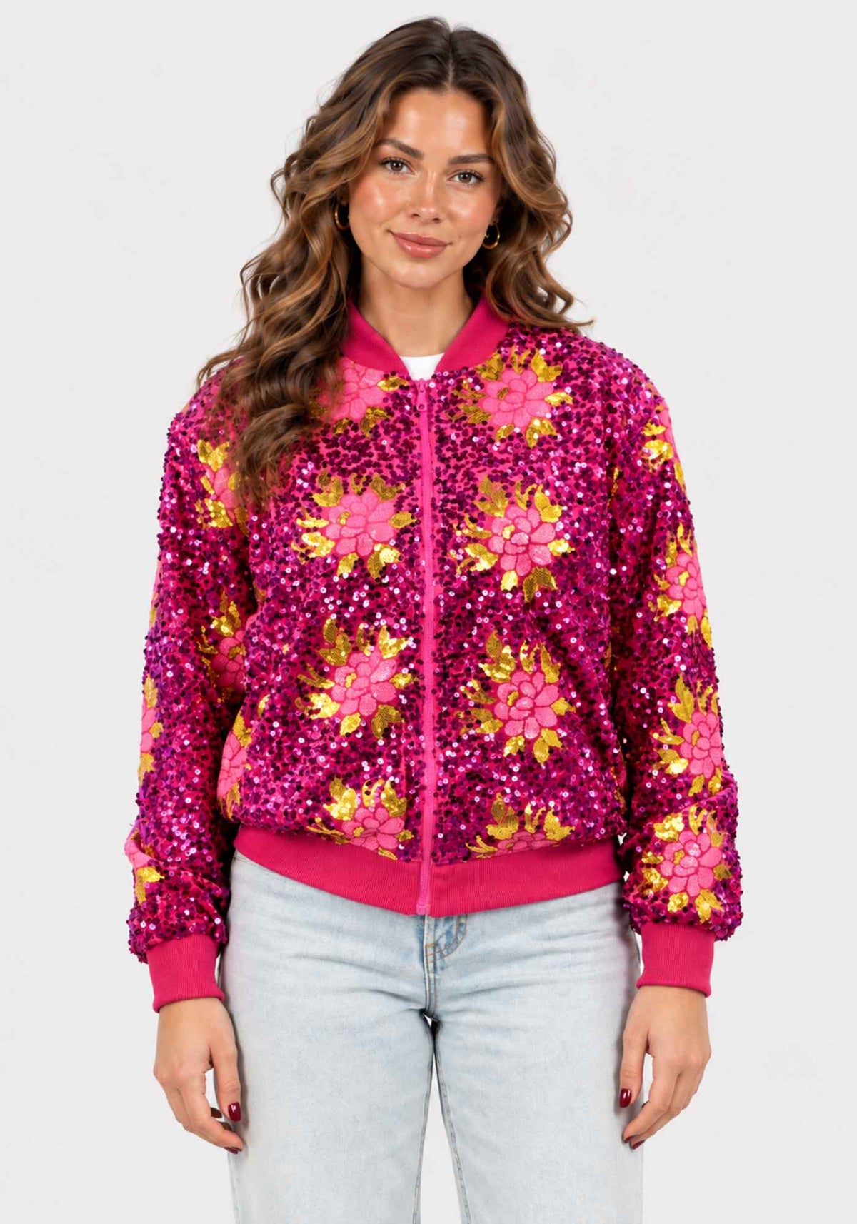 Carnavalsjas Dames Pailletten Flowers - Festivales