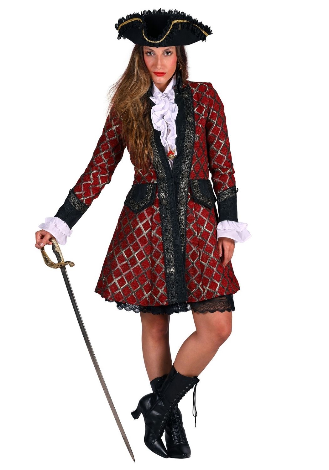 Carnavalsjas Dames Piraat Royaal Rood - Festivales