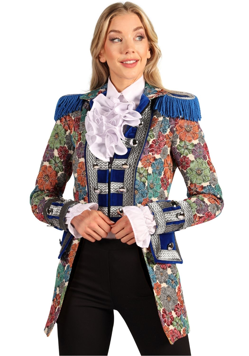 Carnavalsjas Dames Rustic Flower Blauw - Festivales