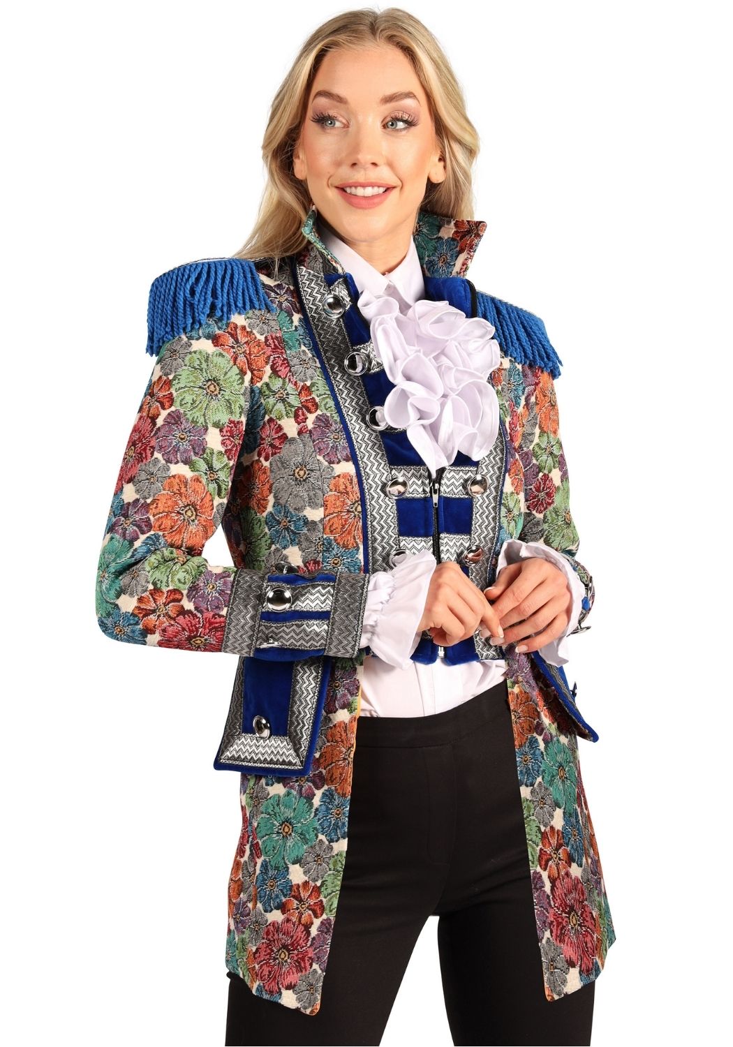 Carnavalsjas Dames Rustic Flower Blauw - Festivales