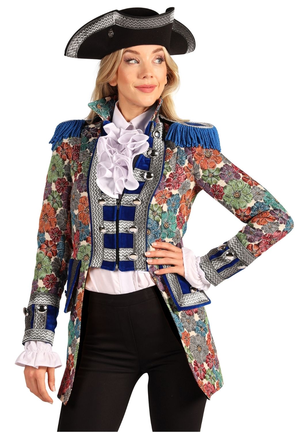 Carnavalsjas Dames Rustic Flower Blauw - Festivales