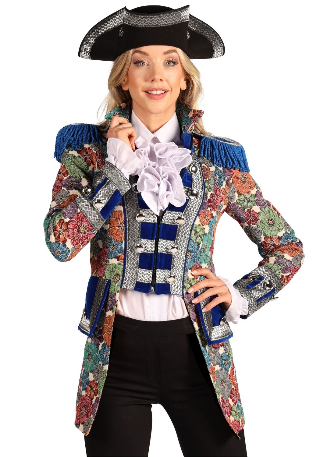 Carnavalsjas Dames Rustic Flower Blauw - Festivales