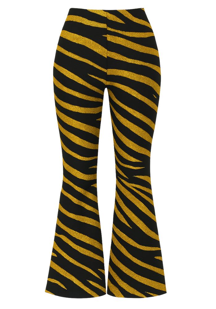 Flared Broek Tijgerprint Goud - Festivales