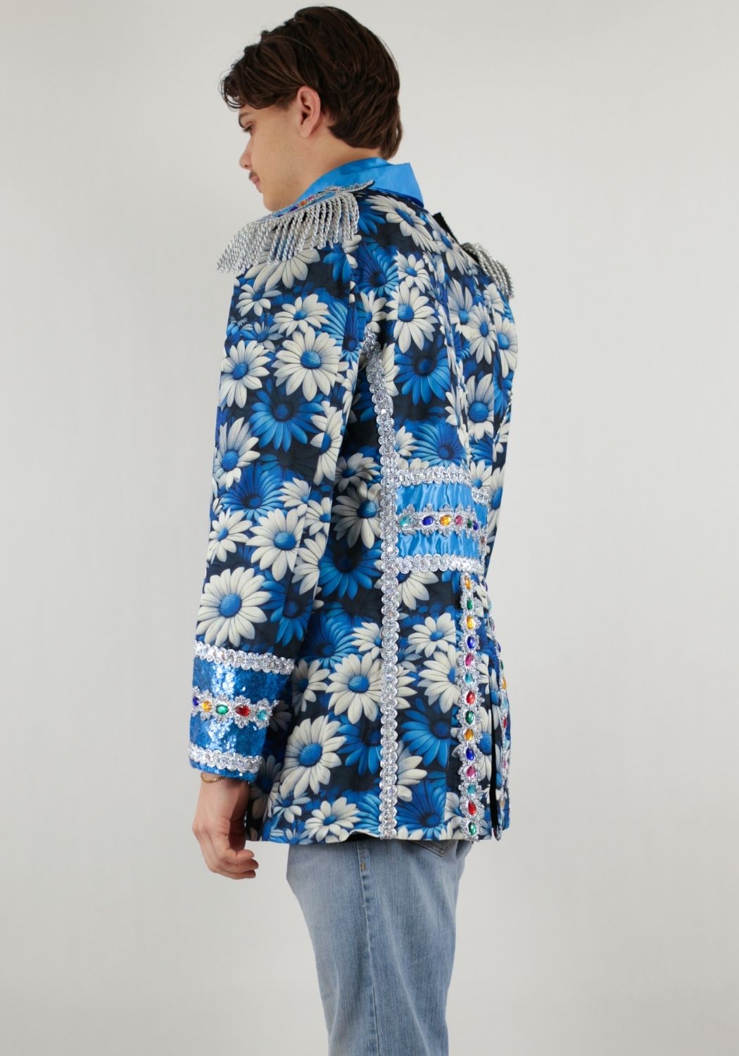 Carnavalsjas Heren Blue White Flower - Festivales