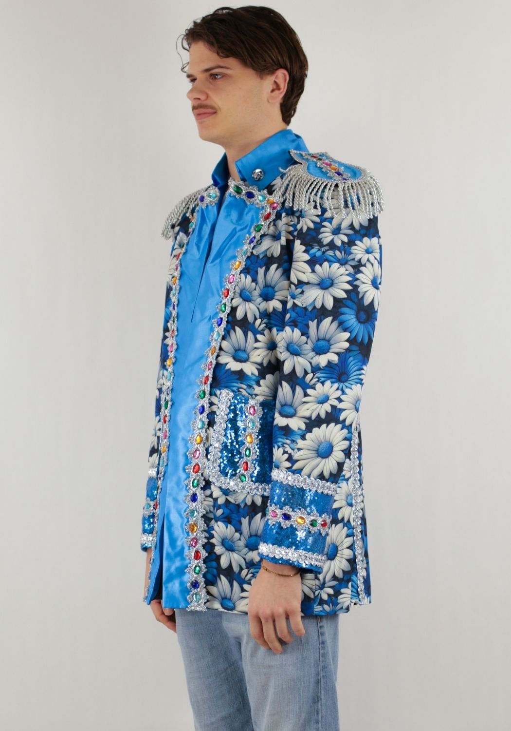 Carnavalsjas Heren Blue White Flower - Festivales