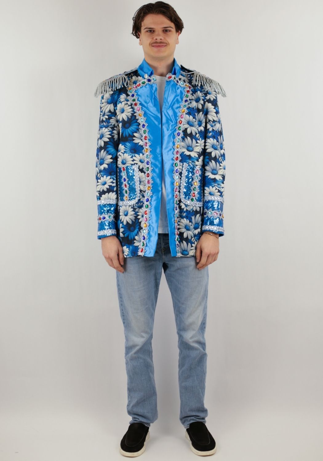 Carnavalsjas Heren Blue White Flower - Festivales