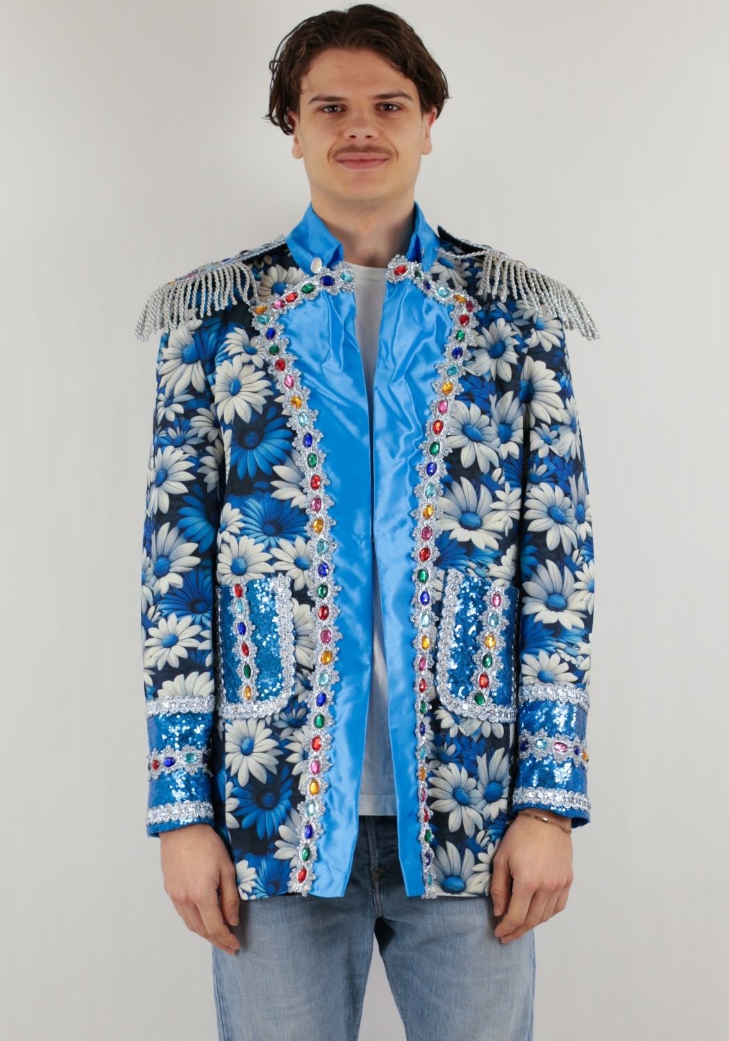 Carnavalsjas Heren Blue White Flower - Festivales