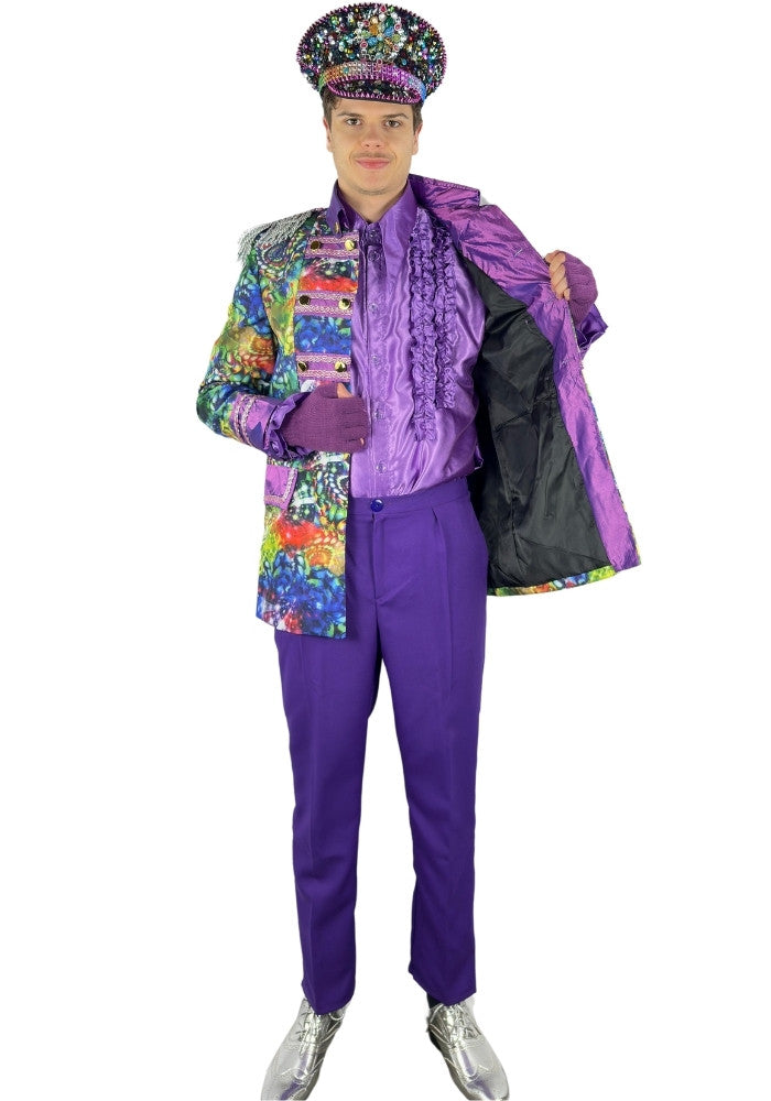 Heren Carnavalsjas Purple Holographic Diamonds - Bundel Luxe - Festivales