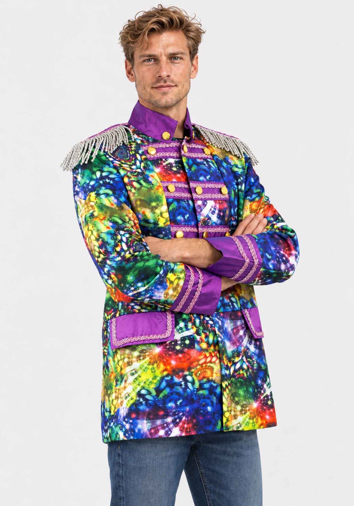 Heren Carnavalsjas Purple Holographic Diamonds - Festivales
