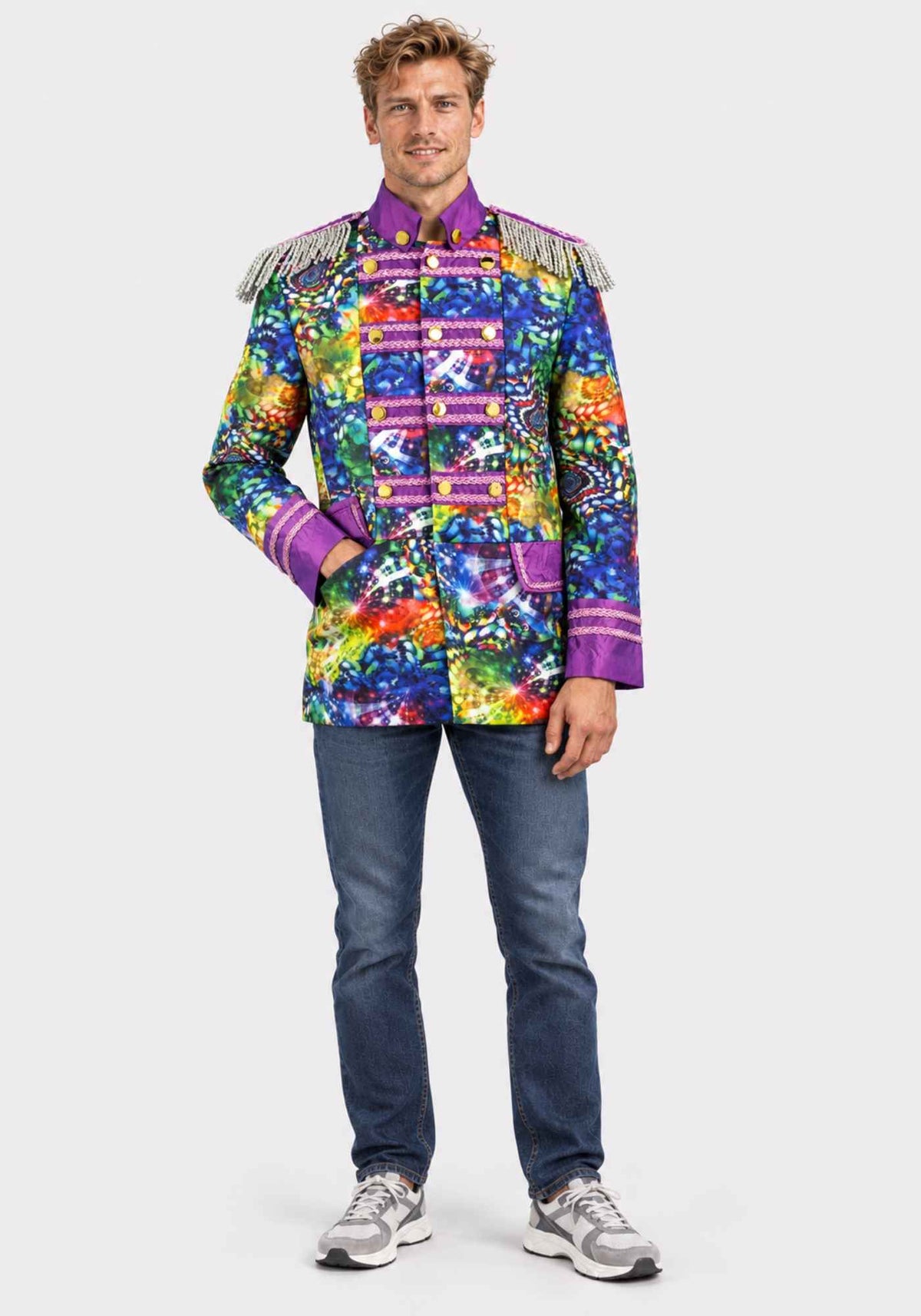 Heren Carnavalsjas Purple Holographic Diamonds - Festivales