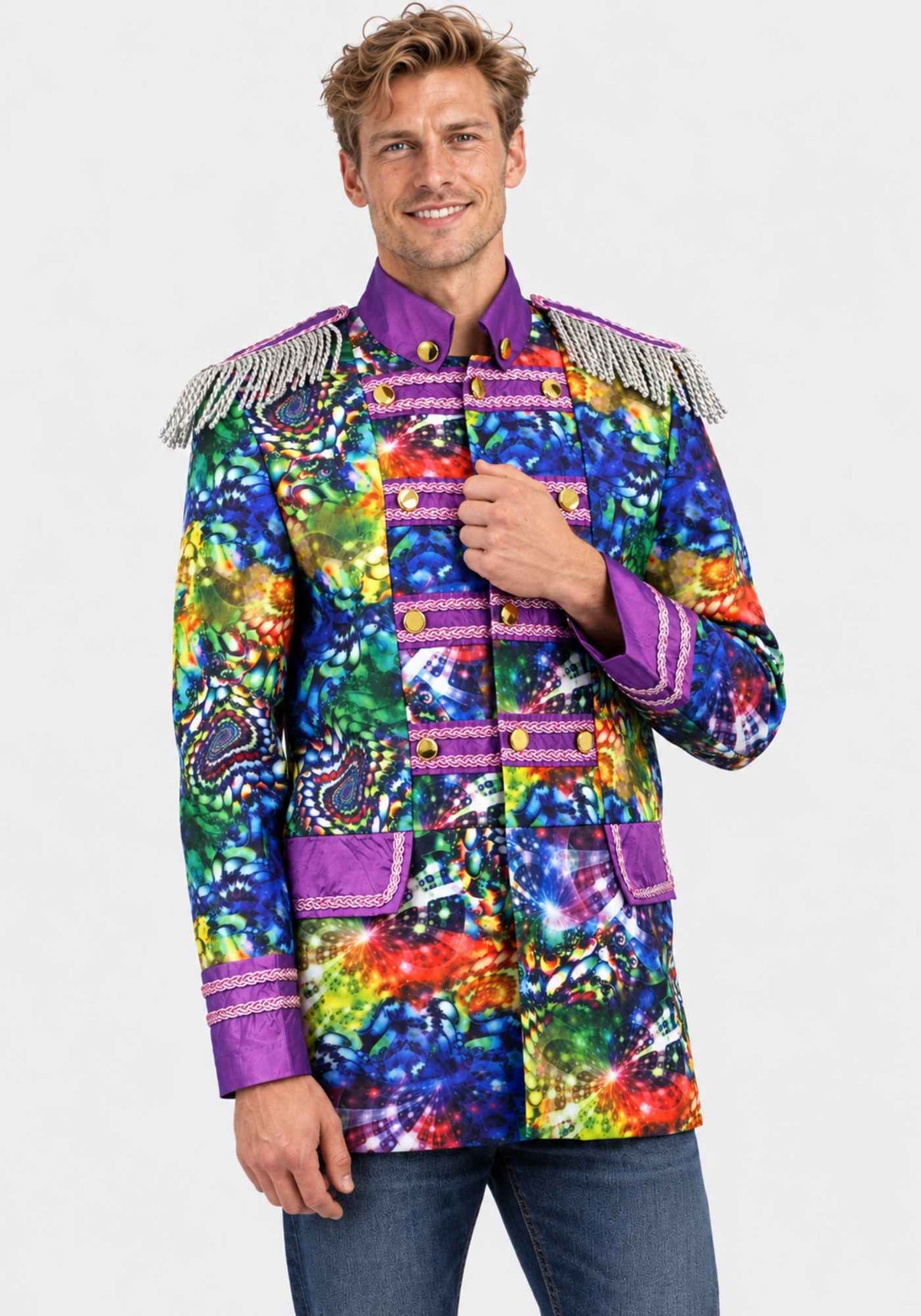 Heren Carnavalsjas Purple Holographic Diamonds - Festivales