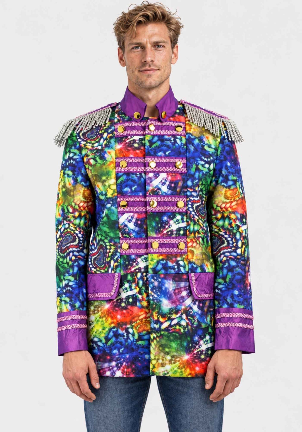 Heren Carnavalsjas Purple Holographic Diamonds - Festivales