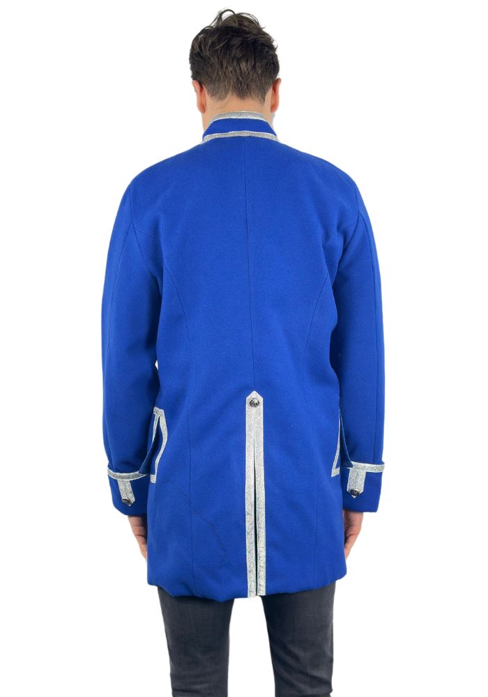 Carnavalsjas Heren Lange Blauwe Luxe Wolvilt Jas - Festivales