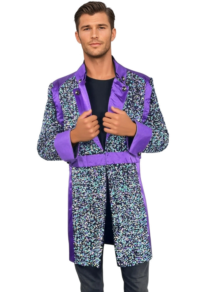 Carnavalsjas Sequin White Purple Heren - Festivales