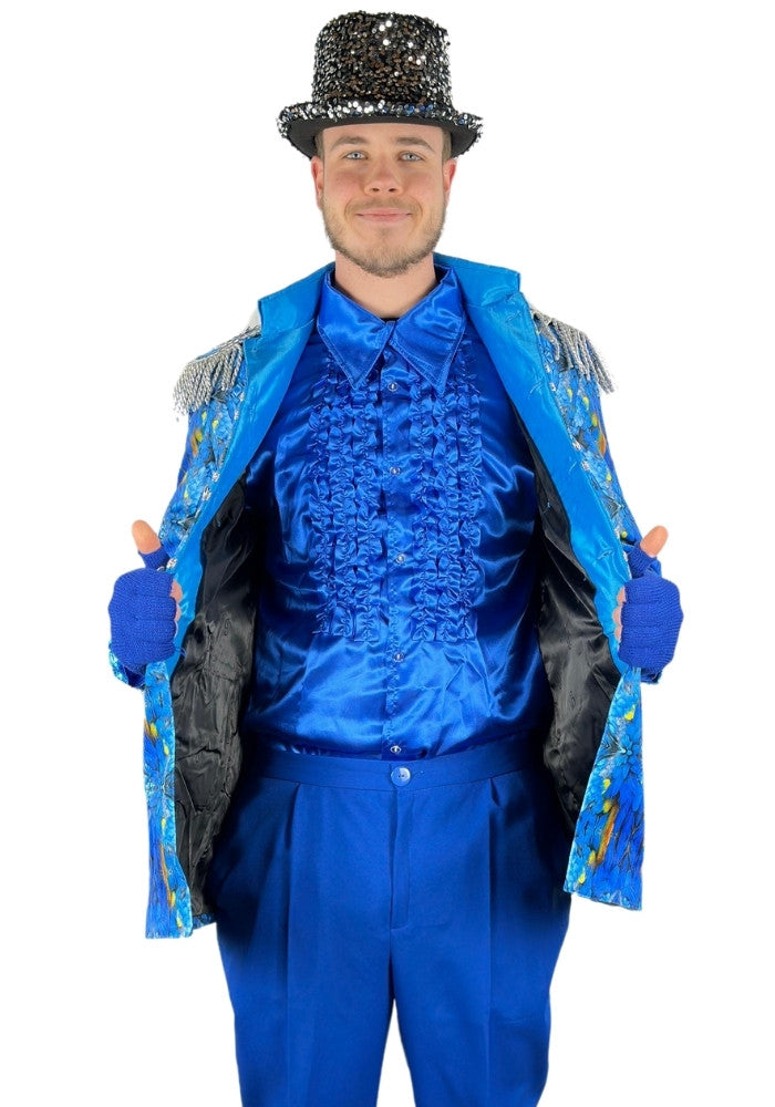 Carnavalsjas Heren Blauw Zilver Man - Bundel Luxe - Festivales