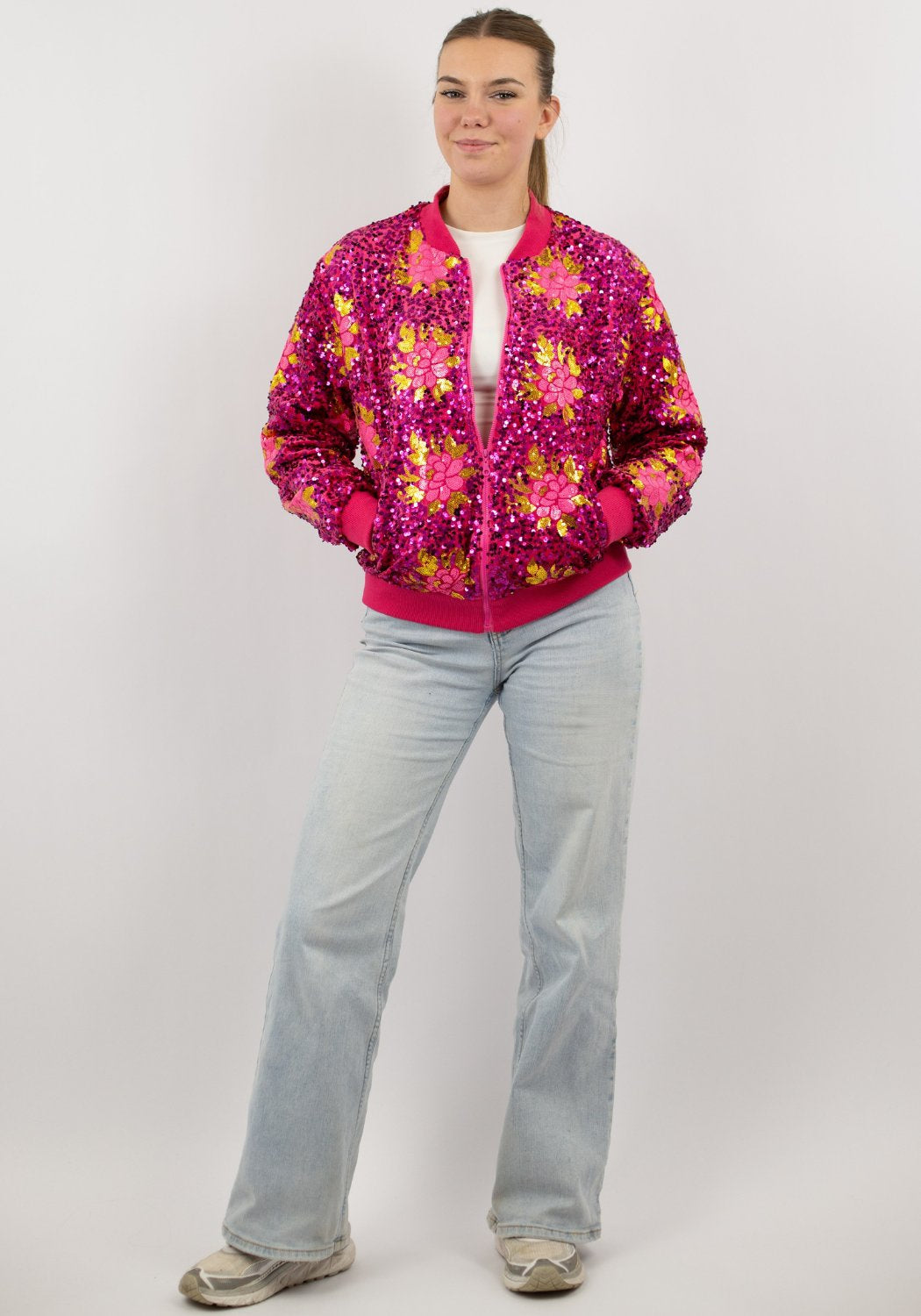 Carnavalsjas Dames Pailletten Flowers - Festivales