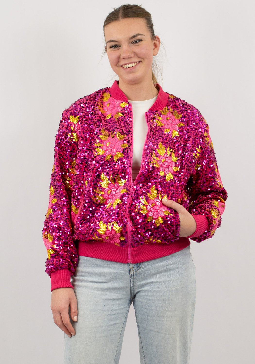 Carnavalsjas Dames Pailletten Flowers - Festivales