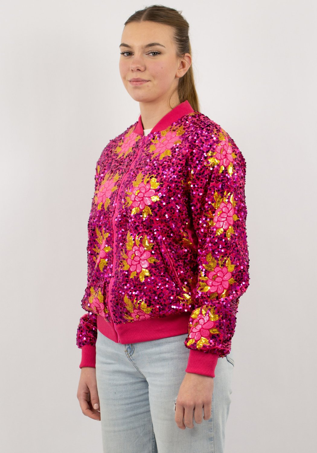 Carnavalsjas Dames Pailletten Flowers - Festivales