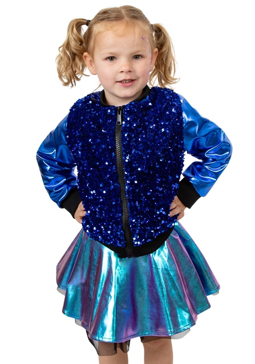 Carnavalsjas Kind Pailletten Metallic Blauw - Festivales