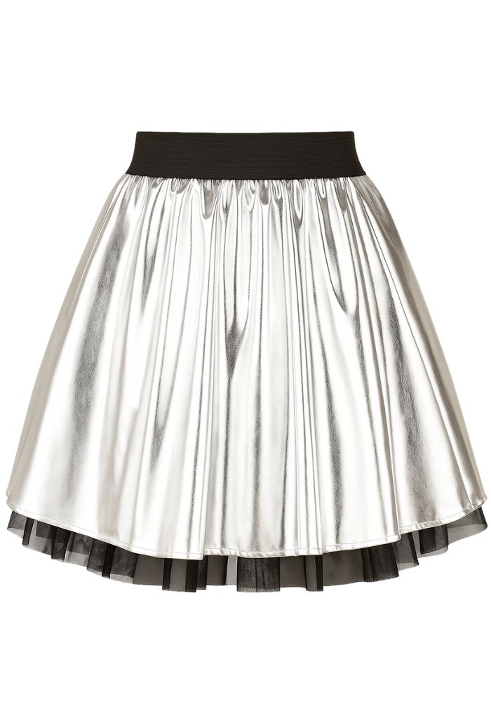 Cirkelrok Metallic Zilver Dames - Festivales