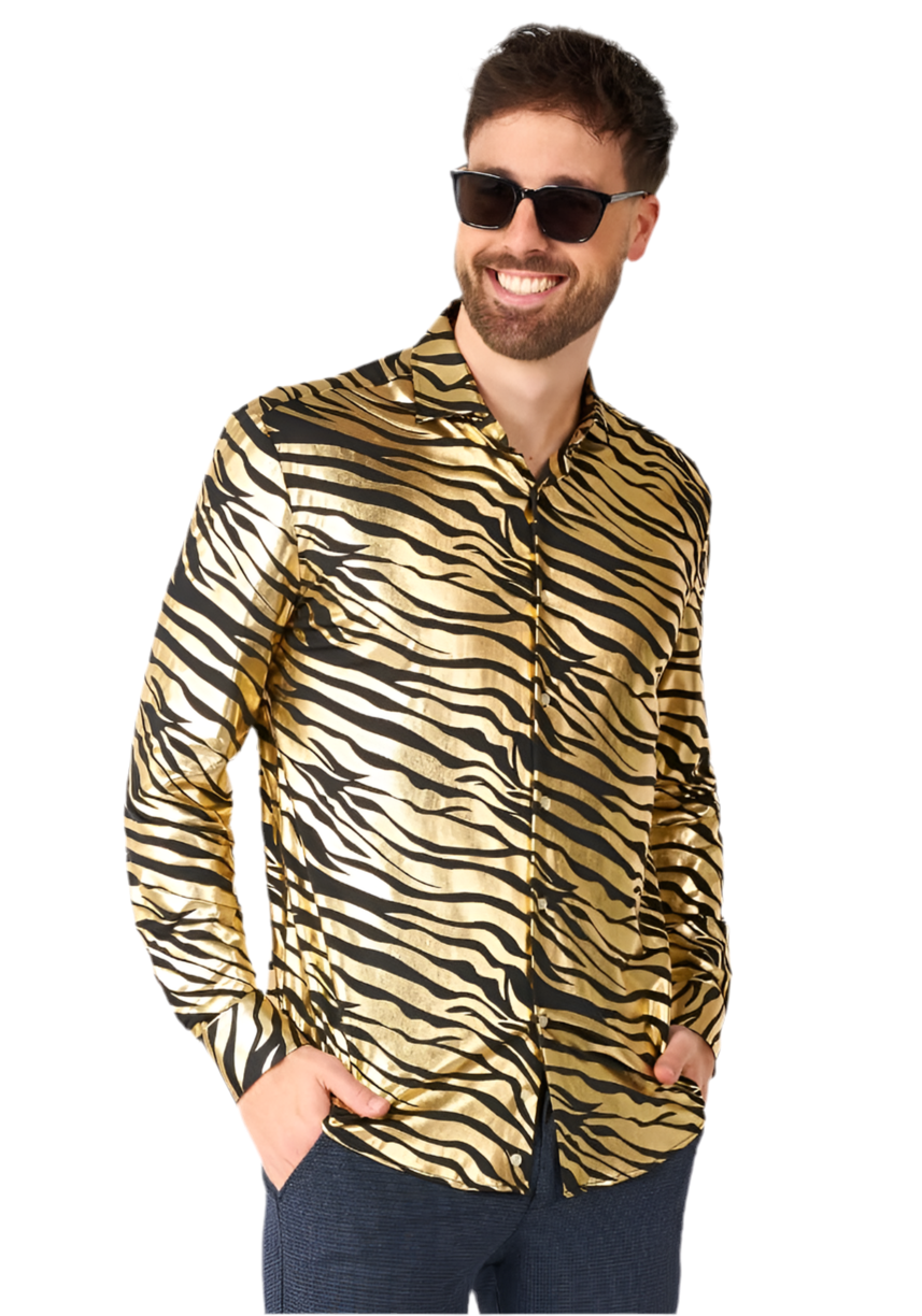 Tiger Shiner Goud Overhemd Heren - OppoSuits - Festivales