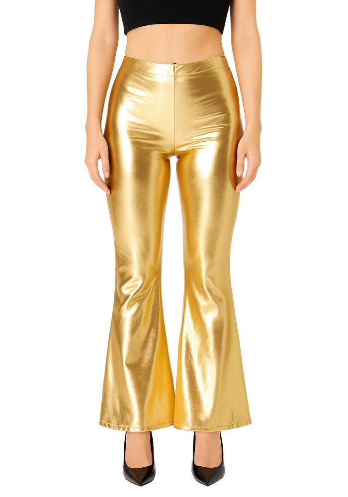 Flared Broek Metallic Goud - Festivales