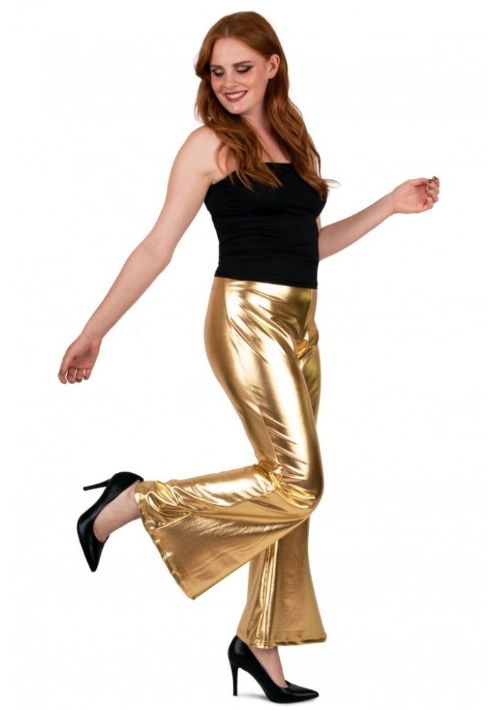 Flared Broek Metallic Goud - Festivales