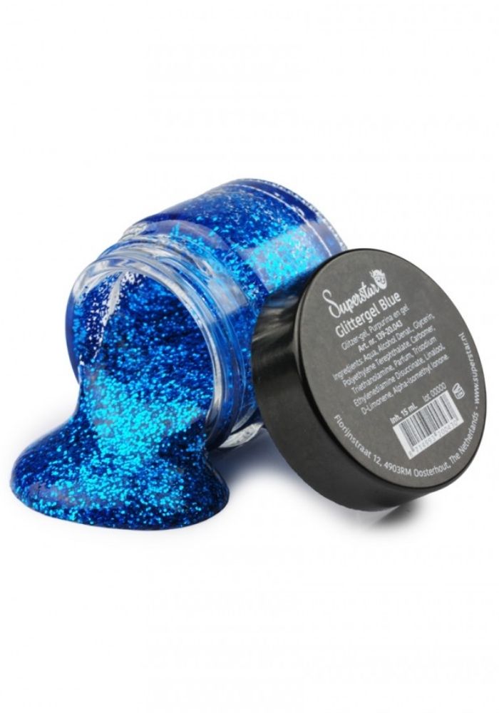 Gel Superstar Glitterblauw (Huid&Haar) 15ml - Festivales