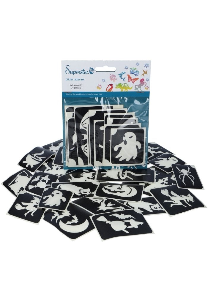 Glitter Tattoo Stencils XL Halloween 24pcs - Festivales
