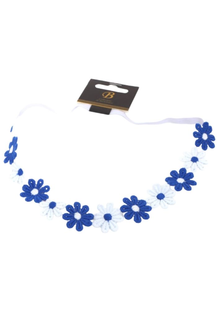 Hoofdband Bloemen Blauw Wit - Festivales