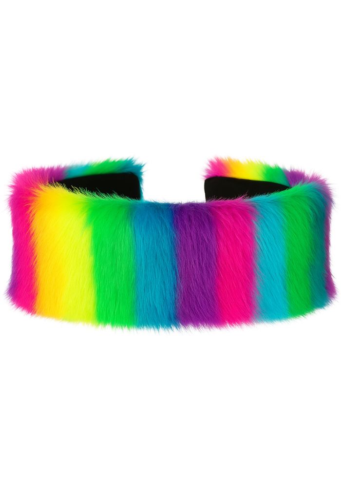Hoofdband Pluche Regenboog Streep - Festivales